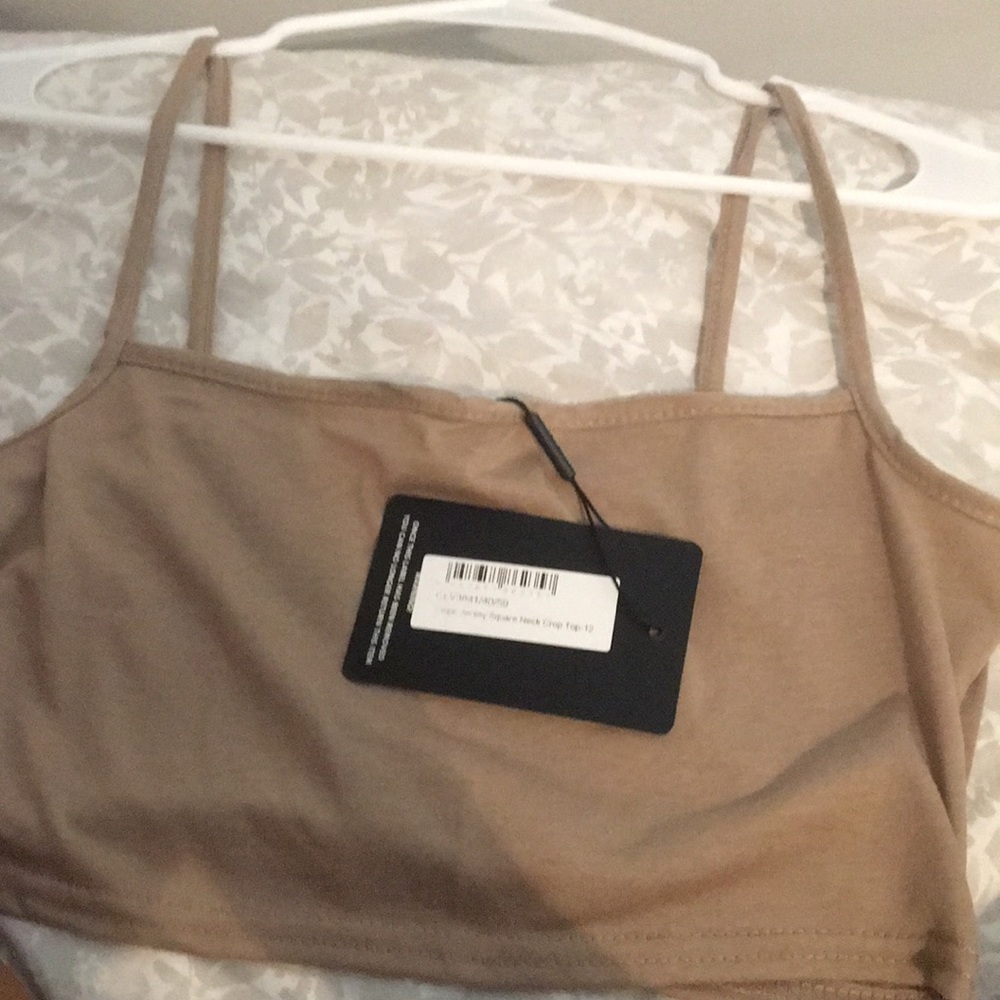 Taupe square neck crop top